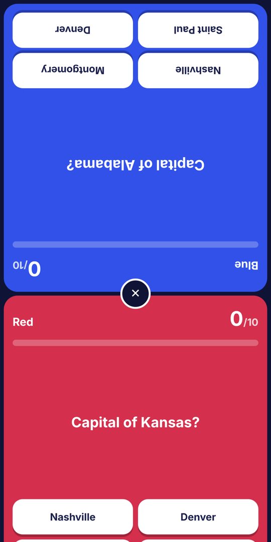 Two-player geography battle on one tablet